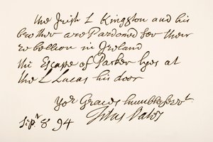 Handschrift und Unterschrift von Titus Oates, 1694