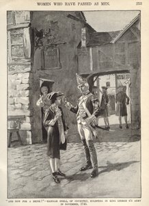 Hannah Snell, die sich in die Armee von König Georg II. einschreibt, Illustration aus 