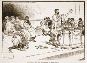 Hannibal in der Versammlung in Karthago