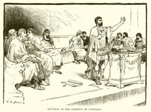 Hannibal in der Versammlung von Karthago