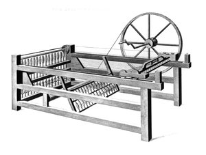 Hargreaves Spinning Jenny (gestochen von T.E. Nicholson, 1834) von English School