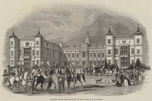 Hatfield House, die Residenz des Marquis von Salisbury (Stich) von English School
