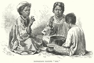 Hawaiianer essen "Poi" (Gravur)