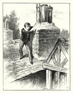"Er kletterte um einen Schornstein" (Stich) von English School
