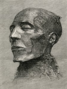 Kopf der Mumie von Menmaatre Seti I, auch bekannt als Sethos I., Pharao des Alten Ägypten, aus The Worlds Inhabitants von G.T. Bettany, veröffentlicht 1888