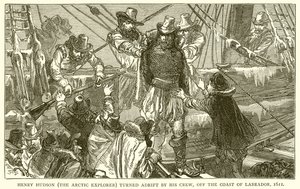 Henry Hudson (der Arktisforscher) wird von seiner Crew vor der Küste von Labrador ausgesetzt, 1611 von English School