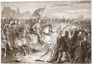 Heinrich V. greift eine Lollarden-Versammlung an, Illustration aus 