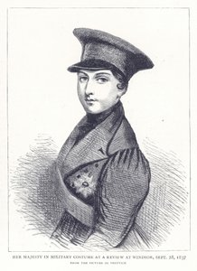 Ihre Majestät in Militäruniform bei einer Parade in Windsor, 28. September 1837 von English School