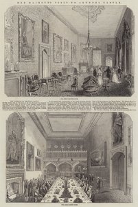 Der Besuch Ihrer Majestät im Arundel Castle (Stich) von English School
