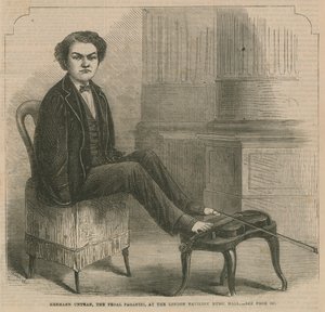 Hermann Untman, der Pedal-Paganini, im London Pavilion Music Hall von English School
