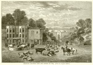 Highgate Archway Gate und Taverne im Jahr 1825 von English School