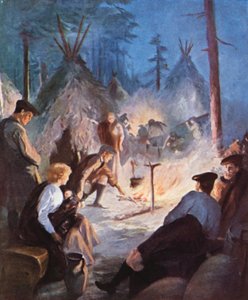 Hochlandsiedler campen an den Ufern von Prince Edward Island von English School