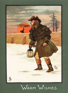 Straßenräuber im Schnee, Weihnachtskarte von English School