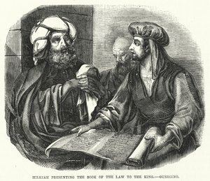 Hilkiah überreicht dem König das Buch des Gesetzes (Guercino) von English School