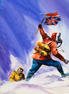 Hillard und Tensing auf dem Gipfel des Mount Everest von English School