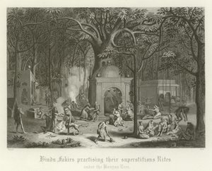 Hindu-Fakire, die ihre abergläubischen Riten praktizieren