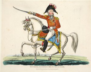 Seine Königliche Hoheit, der Herzog von York, veröffentlicht von Richard Evans, graviert von Romney, Illustration aus An Historical Account of the Battle of Waterloo von William Mudford, 1816 von English School