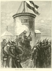 Hissen der deutschen Flagge auf Valerien, März 1871 von English School