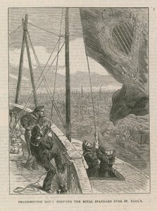 Hissen der königlichen Standarte über der St. Pauls Kathedrale von English School