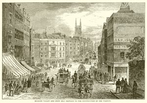 Holborn Valley und Snow Hill vor dem Bau des Viadukts von English School