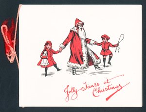 Händchenhalten mit dem Weihnachtsmann, Weihnachtskarte von English School