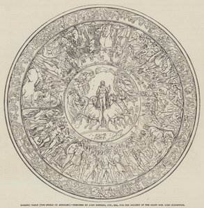 Homerischer Tisch, der Schild des Achilles, entworfen von John Henning, Junior, Esquire (Gravur) von English School