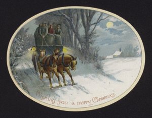 Pferdekutsche fährt durch den Schnee von English School