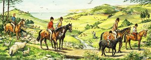 Reiten auf dem Land am Meer von English School