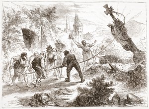 Hottinger zerstört das Bild, Illustration aus Die Geschichte des Protestantismus von James Aitken Wylie, veröffentlicht 1878 von English School