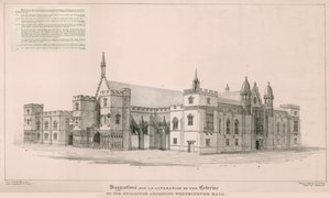 Parlamentshäuser: Vorschläge zur Veränderung der Außenfassade der Gebäude neben der Westminster Hall von English School