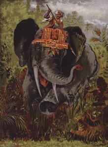Tigerjagd auf Elefanten, Indien von English School