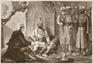 Hyder Ali und der Missionar, Illustration aus Cassells Illustrierter Geschichte Indiens von James Grant, veröffentlicht 1879 von English School