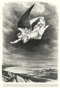 Ich sah einen anderen Engel fliegen mitten durch den Himmel, Offenbarung XIV, 6, 7 (Gravur) von English School