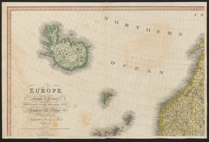 Island und Norwegen, aus Europa, beschreibt alle Änderungen des Territoriums, zusammen mit ihren Abweichungen in den Grenzlinien seiner verschiedenen Reiche und Staaten, vereinbart und bestätigt durch den definitiven Vertrag von Paris, 20. Nov. 1815, veröf von English School