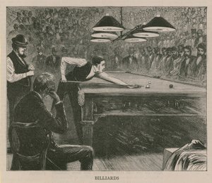 Illustration, die Männer beim Billardspielen darstellt