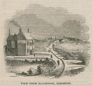 Illustration, die den Erdrutsch in Brighton darstellt von English School