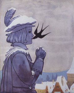 Illustration für Der glückliche Prinz von Oscar Wilde (Farblithographie) von English School