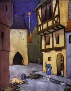 Illustration für Der glückliche Prinz von Oscar Wilde (Farblithographie) von English School