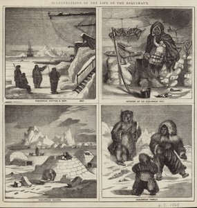 Illustrationen des Lebens der Eskimos von English School