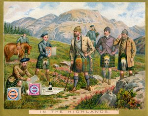In den Highlands, eine Werbekarte für Huntley & Palmers Biscuits, ca. 1890 von English School