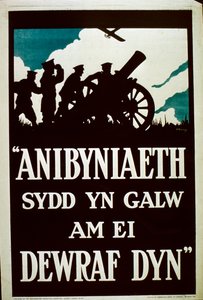 Unabhängigkeit ruft die tapfersten Männer - Walisisches WWI Plakat von English School