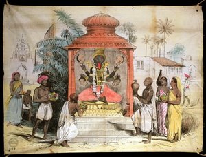 Indien, Figur und Verehrung von Kali, ca. 1850 von English School