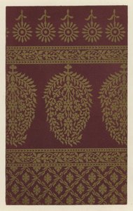 Indischer Schal in lila Musselin, mit Muster in Goldprägung von English School