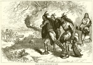 Indianer bringen Biberfelle zur Flotte von English School