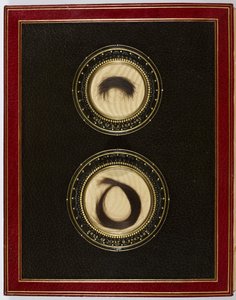 Innenseite des vorderen Einbands, mit Haarlocken von Percy Bysshe Shelley und seiner Frau Mary Shelley