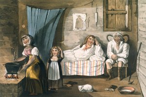 In einer Hütte, aus Eine malerische Tour durch die englischen Seen von T.H. Fielding und J. Walton, veröffentlicht von R. Ackermann, London, 1821
