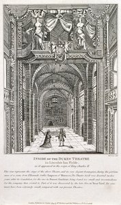 Innenansicht des Dukes Theatre, London, graviert von Richard Sawyer, 1820 von English School