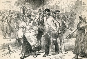 Aufständische verwüsten die Straßen von Paris, aus Cassells Illustrated History, 1872 von English School