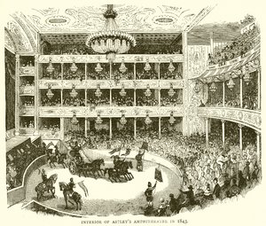 Innenraum des Astleys Amphitheaters, 1843 von English School