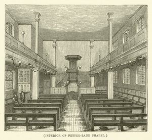 Innenraum der Fetter-Lane-Kapelle (Gravur) von English School
